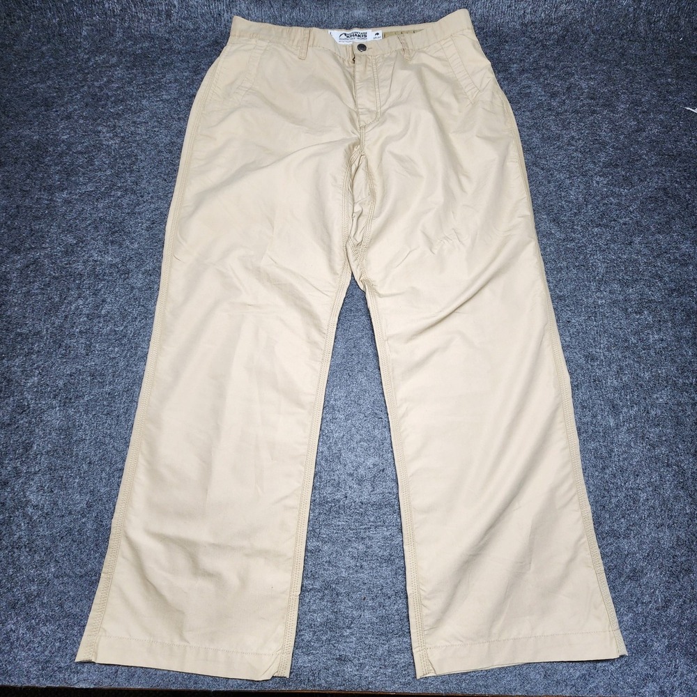 Mountain Khaki‎ Mens Poplin Trail Pants Relaxed Fit Light Tan 36x30 Double Heel